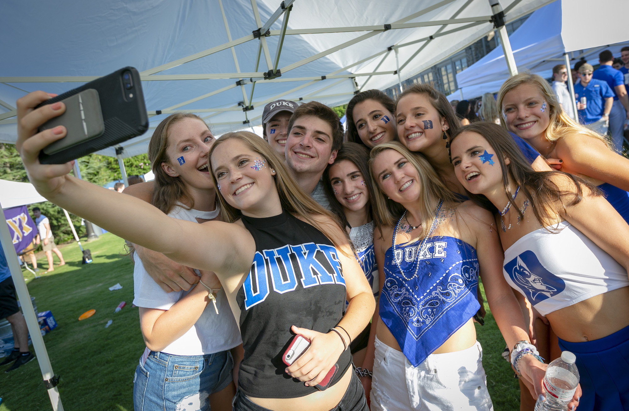 duke students at a home football tailgate