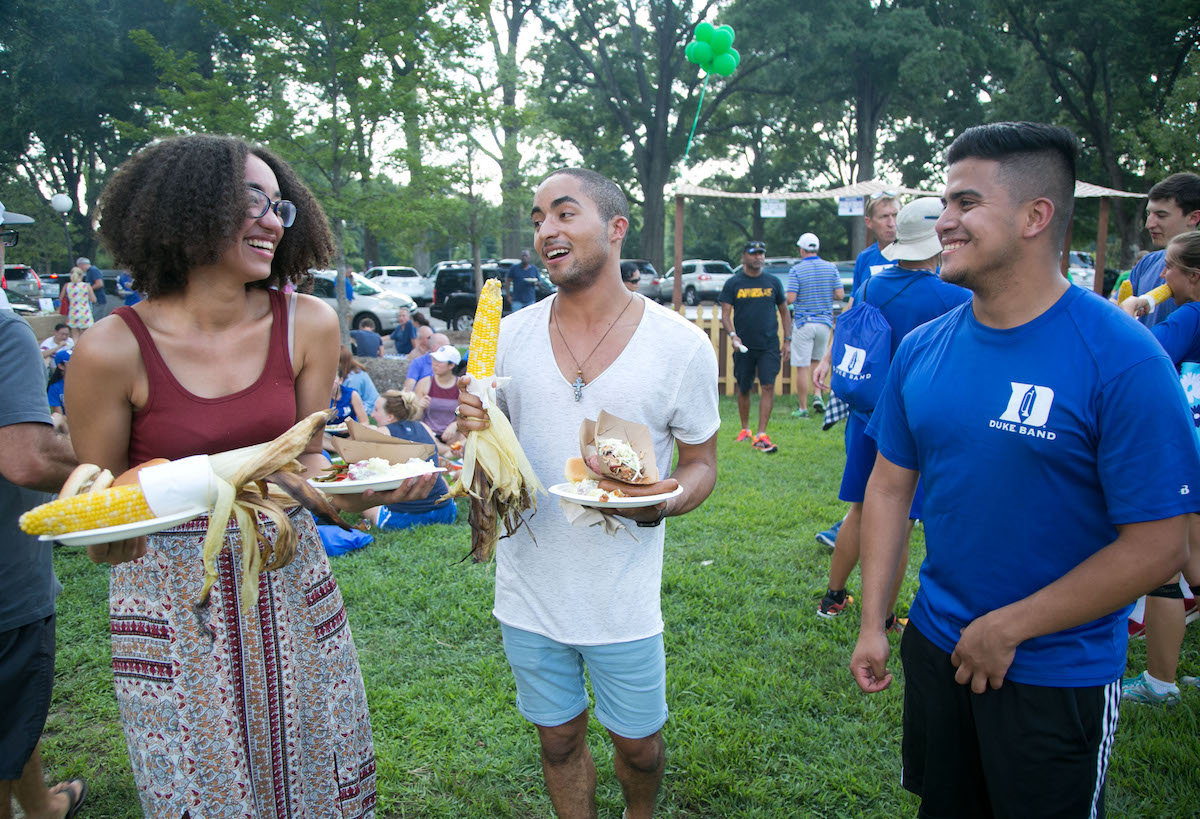 First-year students, family members and Duke community enjoy A Taste of Duke picnic on the East Campus Gazebo Lawn.
