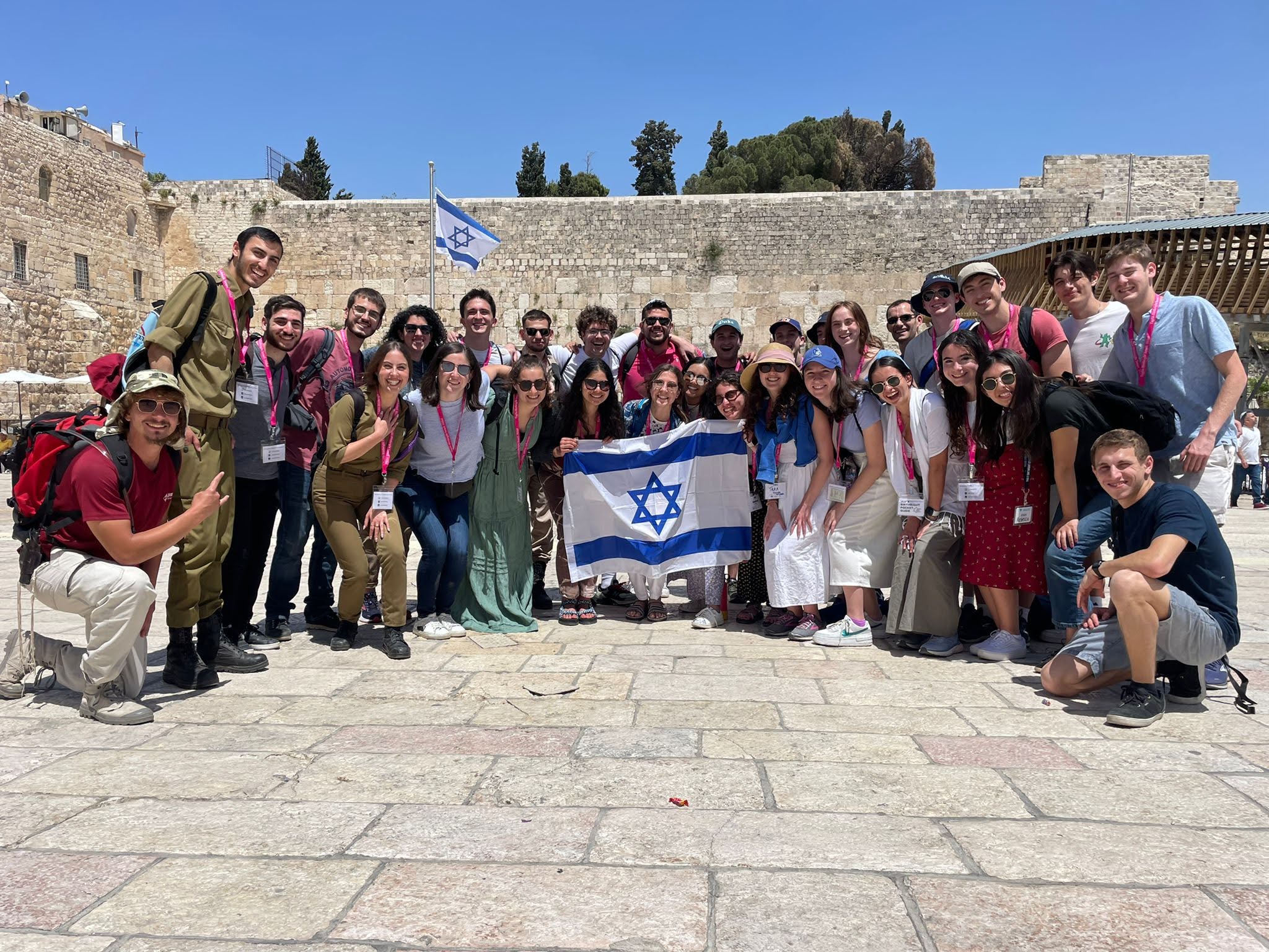 Students gather at the Western Wall