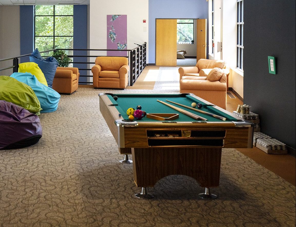 A student lounge area at Jewish Life at Duke