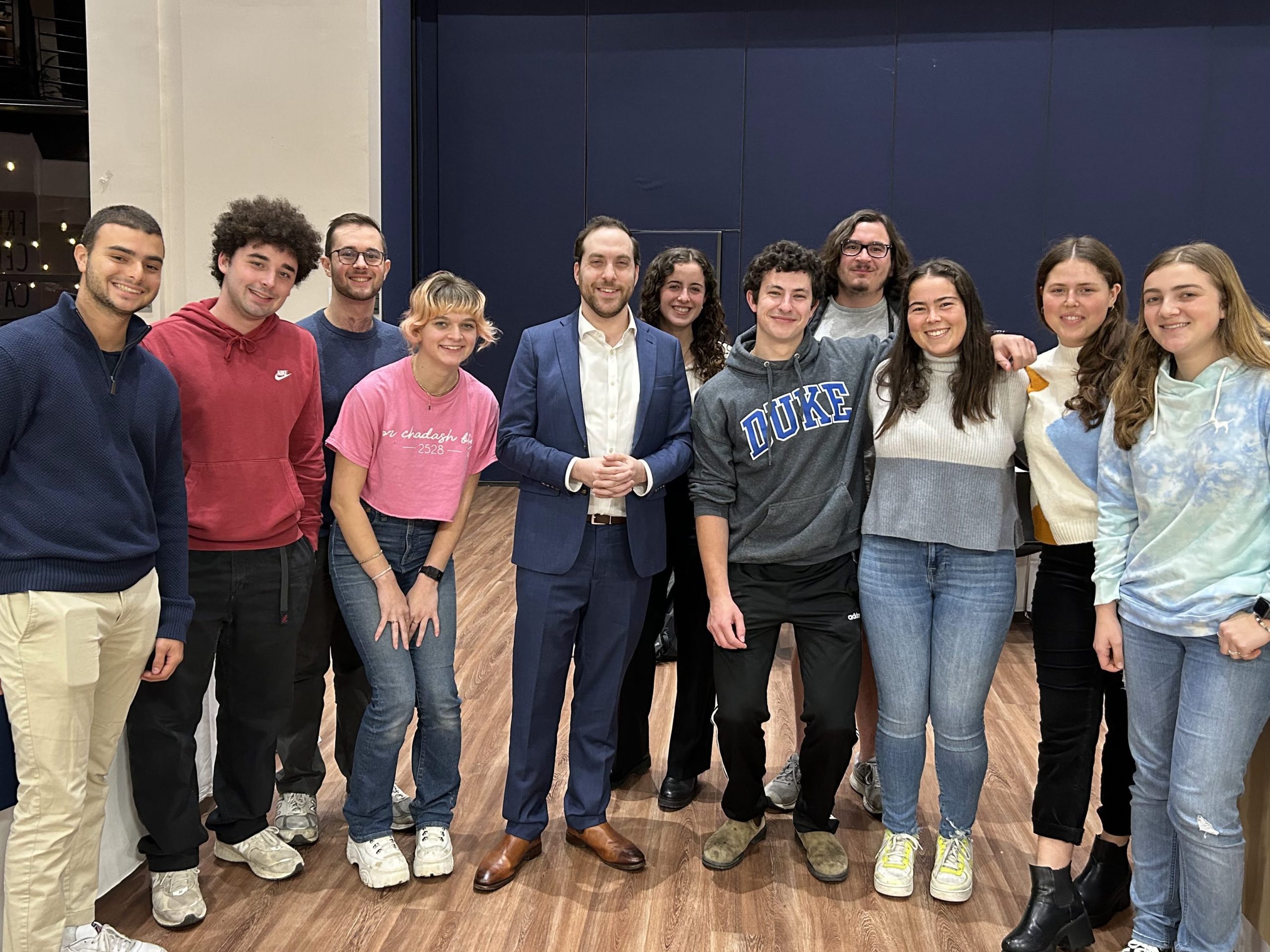 Yair Rosenberg (center) with Jewish Life at Duke student leaders